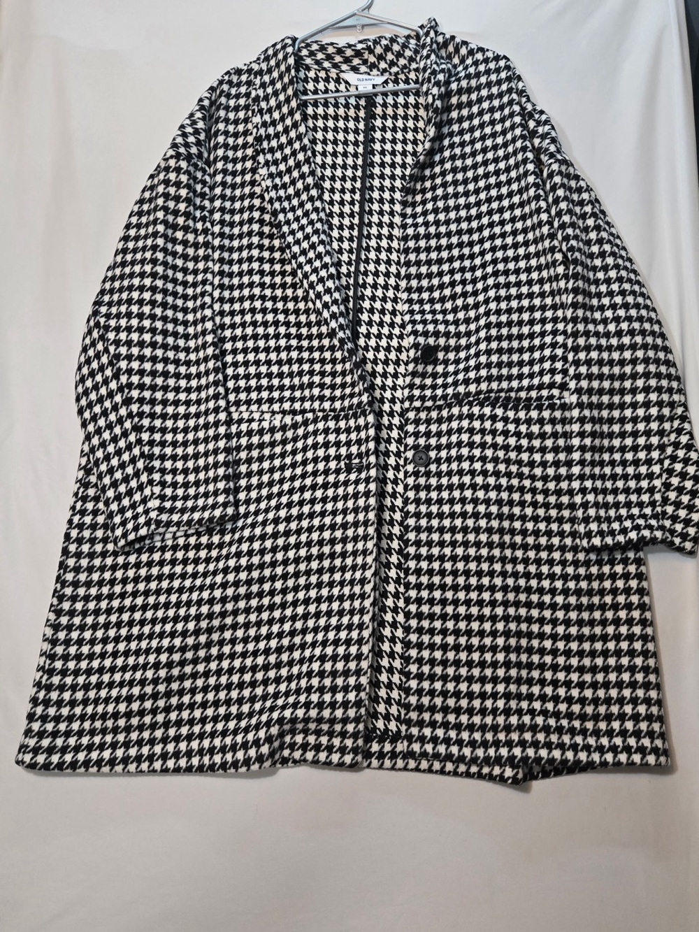 Oversized Pea Coat Jacket - Black & White